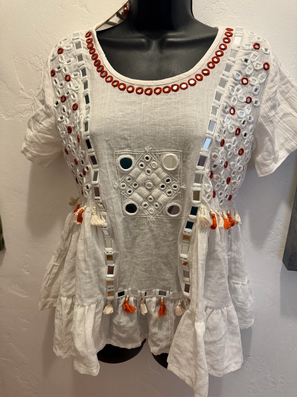 NEW Anthropologie Norblack Norwhite Jessa Beaded Blouse XS